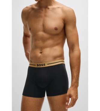 BOSS Set of 3 stretch cotton boxer shorts with logo on the waistband black