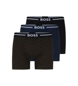 BOSS Paket 3 Boxer hlače Drzne črne, mornarske
