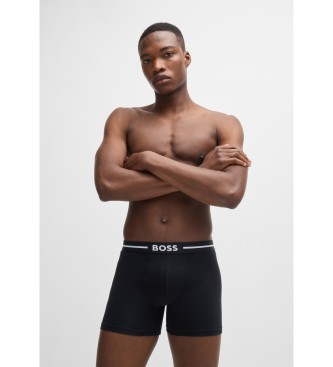 BOSS Conjunto de 3 boxers em algodo stretch azul, preto