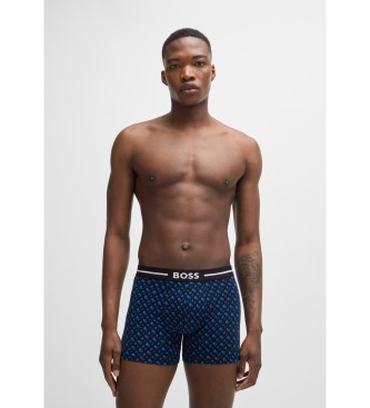 BOSS Conjunto de 3 boxers em algodo stretch azul, preto