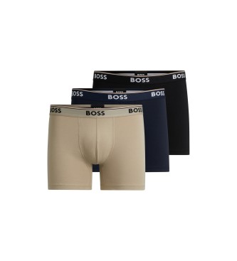 BOSS Confezione da 3 boxer Power marrone, blu scuro, nero