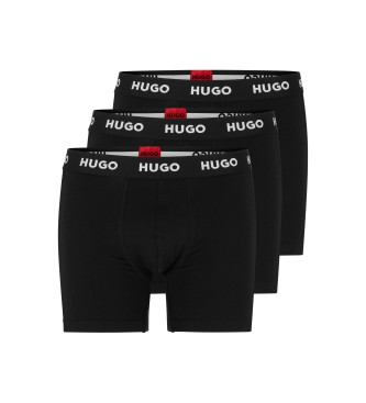 HUGO Pack 3 Boxers Logo Tailleband zwart