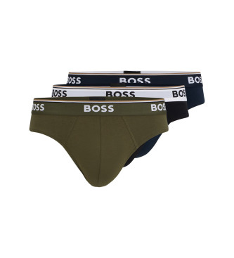 BOSS Confezione 3 slip Cintura con logo verde, blu scuro, nero