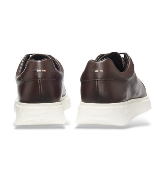 BOSS Baskets en cuir Bulton marron fonc�