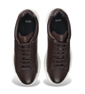 BOSS Baskets en cuir Bulton marron fonc�