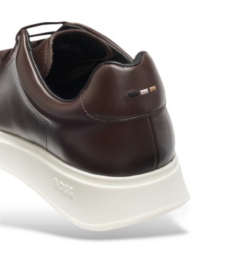 BOSS Baskets en cuir Bulton marron fonc�