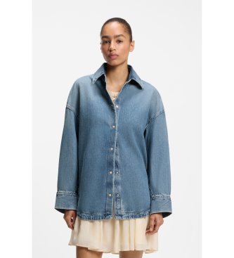 BOSS Camisa oversize de jeans rígido vintage azul