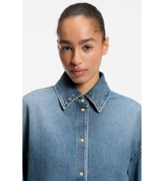 BOSS Camisa oversize de jeans rígido vintage azul