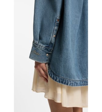 BOSS Camisa oversize de jeans rígido vintage azul