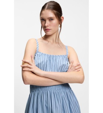 BOSS Kl�nning i bomullspoplin med vertikal rand bl�