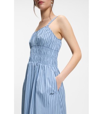 BOSS Kl�nning i bomullspoplin med vertikal rand bl�