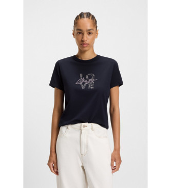 BOSS Majica s potiskom Elogo 19 navy