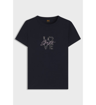 BOSS Majica s potiskom Elogo 19 navy