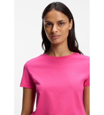 BOSS Koszulka z dzianiny z różowym logo