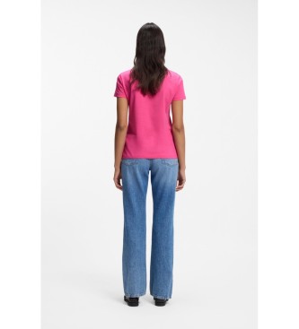 BOSS Koszulka z dzianiny z różowym logo