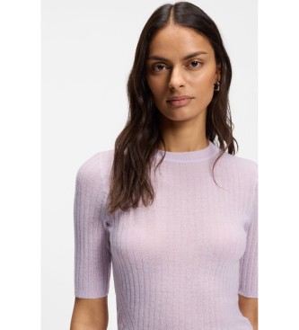 BOSS Maglione a coste in misto lana color lilla