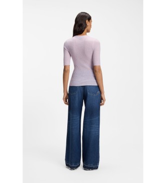 BOSS Maglione a coste in misto lana color lilla