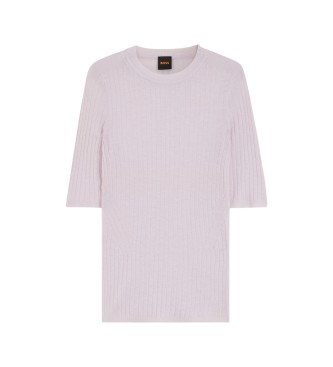 BOSS Maglione a coste in misto lana color lilla