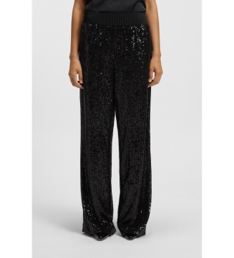 BOSS Cal�as de perna larga com adornos de lantejoulas pretas