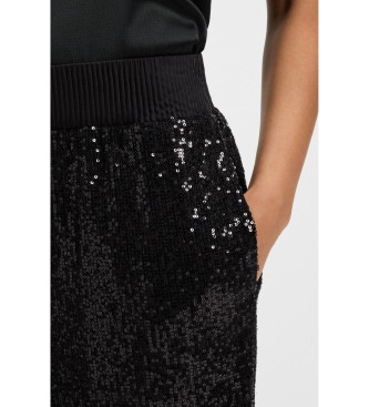BOSS Cal�as de perna larga com adornos de lantejoulas pretas