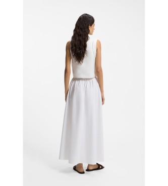 BOSS Falda maxi en popel�n de algod�n con cintur�n calado blanco