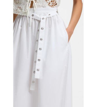 BOSS Falda maxi en popel�n de algod�n con cintur�n calado blanco