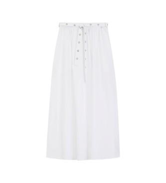BOSS Falda maxi en popel�n de algod�n con cintur�n calado blanco