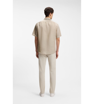 BOSS Onbesuisd beige overhemd