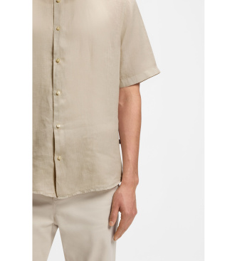 BOSS Onbesuisd beige overhemd