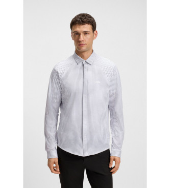 BOSS Regular fit overhemd van witte piqu gebreide jersey