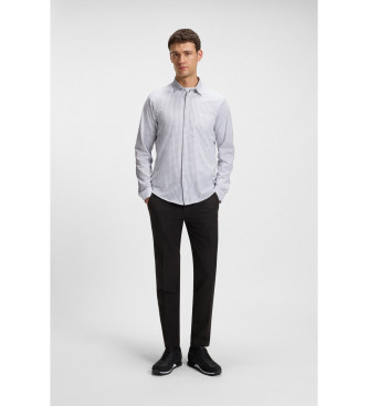 BOSS Regular fit overhemd van witte piqu gebreide jersey
