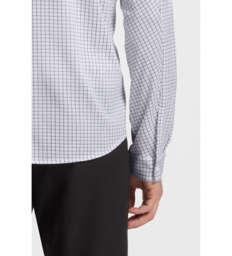 BOSS Regular fit overhemd van witte piqu gebreide jersey