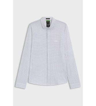 BOSS Regular fit overhemd van witte piqu gebreide jersey