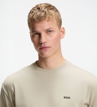 BOSS T-shirt com logótipo em contraste bege