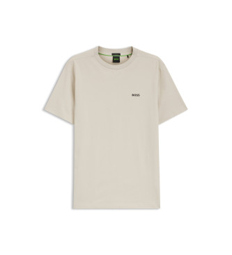 BOSS T-shirt com logótipo em contraste bege