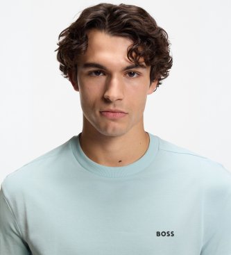 BOSS Stretch-Baumwoll-T-Shirt mit türkisfarbenem Detail