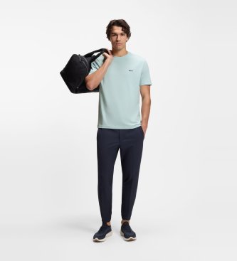 BOSS Stretch-Baumwoll-T-Shirt mit türkisfarbenem Detail
