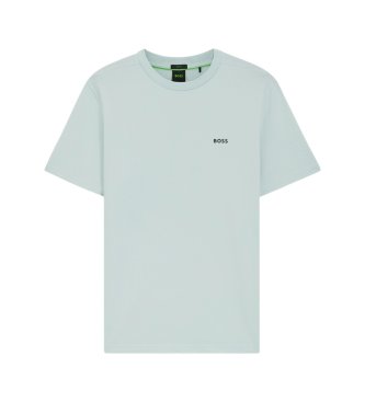 BOSS Stretch-Baumwoll-T-Shirt mit türkisfarbenem Detail