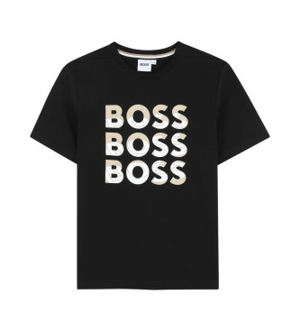 BOSS T-shirt de manga curta com logtipo impresso em preto