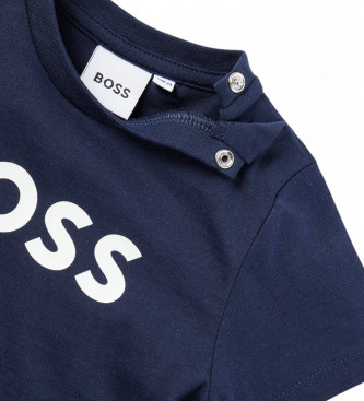 BOSS Kortrmet t-shirt med Navy-logo