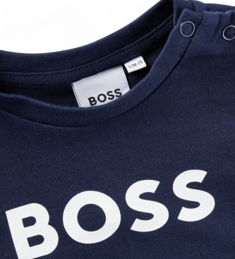 BOSS Kortrmet t-shirt med Navy-logo