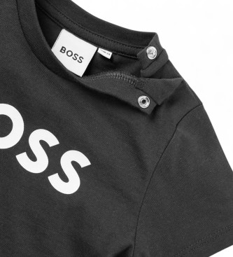 BOSS Kortrmet t-shirt med logo, sort