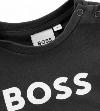 BOSS Kortrmet t-shirt med logo, sort