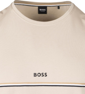 BOSS Pajama top in stretch cotton with beige logo print 