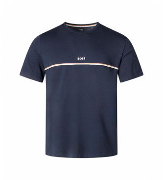 BOSS Top del pigiama in cotone elasticizzato con logo stampato blu scuro