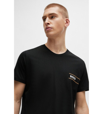 BOSS Logo und Streifen T-shirt schwarz