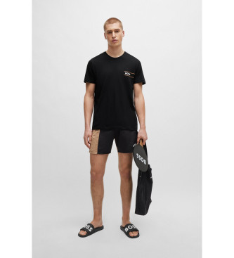 BOSS Logo und Streifen T-shirt schwarz