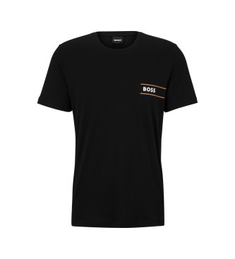 BOSS Logo und Streifen T-shirt schwarz