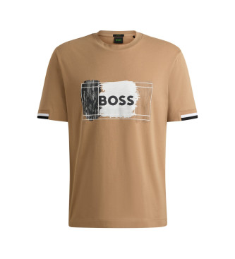 BOSS Offenes beigefarbenes T-Shirt