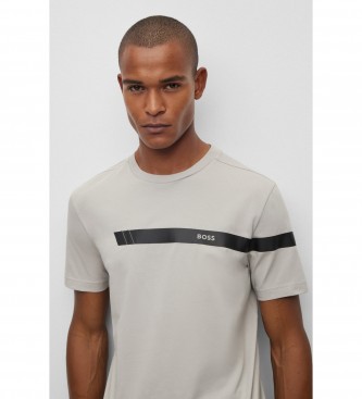 BOSS Grey Stripe and Logo T-shirt